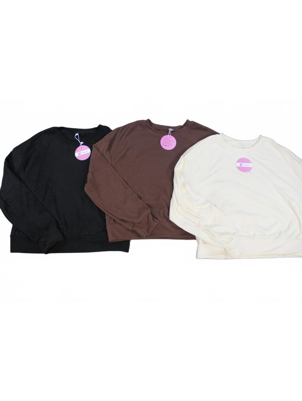 Large Long Sleeve Crewneck Sweatshirt Set 3 Neutral Basics L